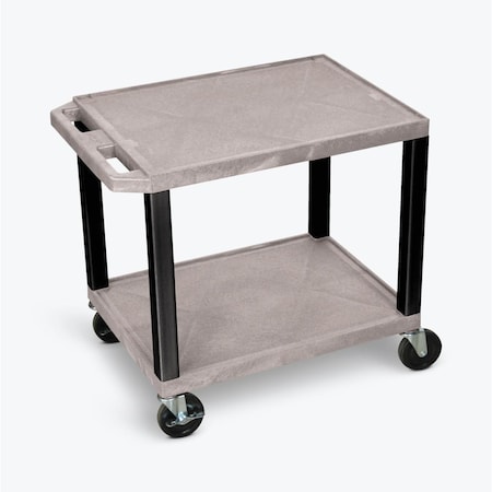 Abacus 26 in. Gray AV Cart with Electric 2 Shelf & Black Legs AB3028872